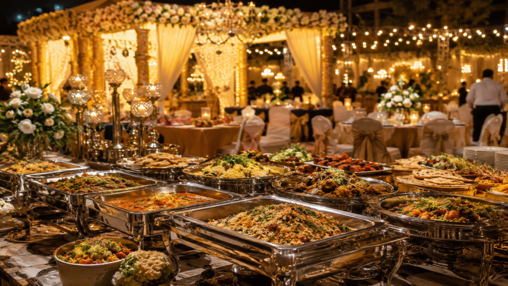 Best event catering services in Lucknow with elegant wedding buffet, customized menus, and premium catering setup.