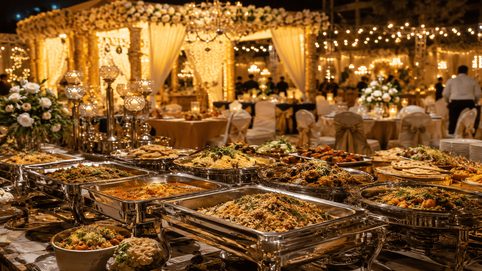 Best event catering services in Lucknow with elegant wedding buffet, customized menus, and premium catering setup.